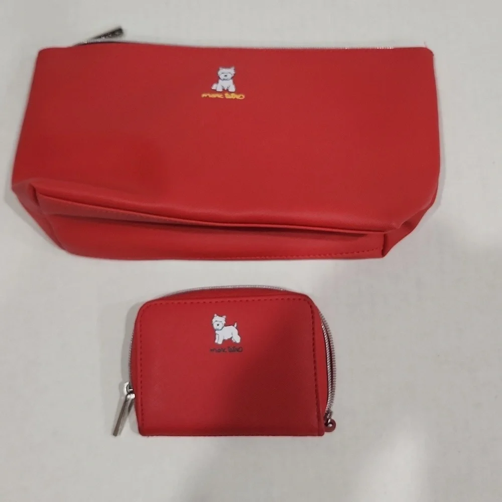 NWOT Marc Tetro Red Westie Pouch Set